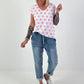 T-Shirt mit Punkten - weiss-rosa