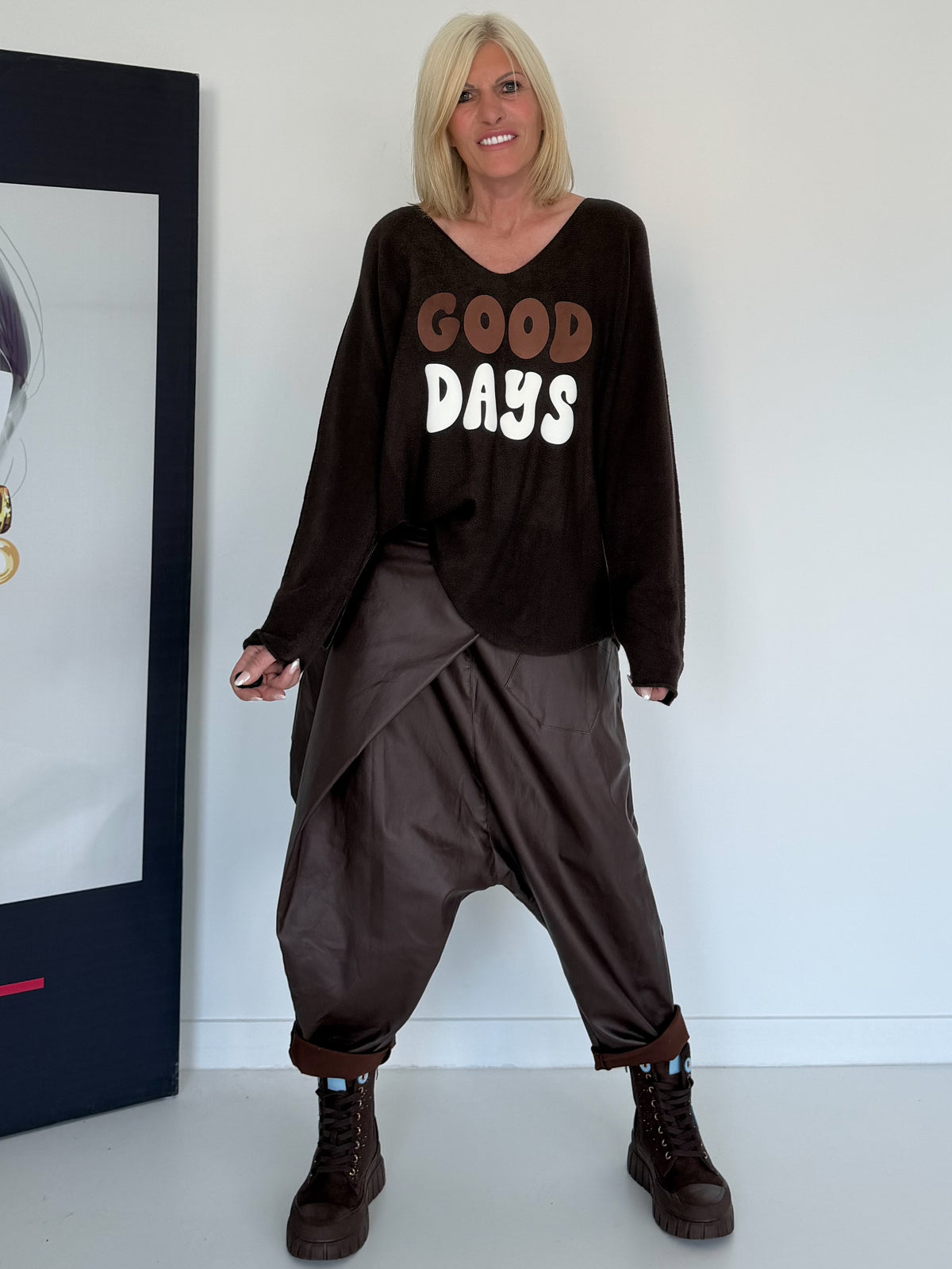 Oversized trui Good Days - mokka