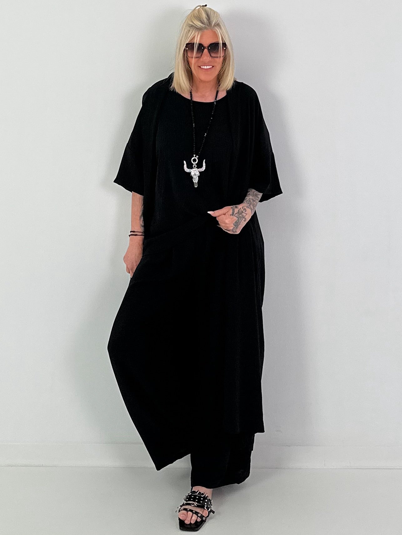 Light Long Coat - Black
