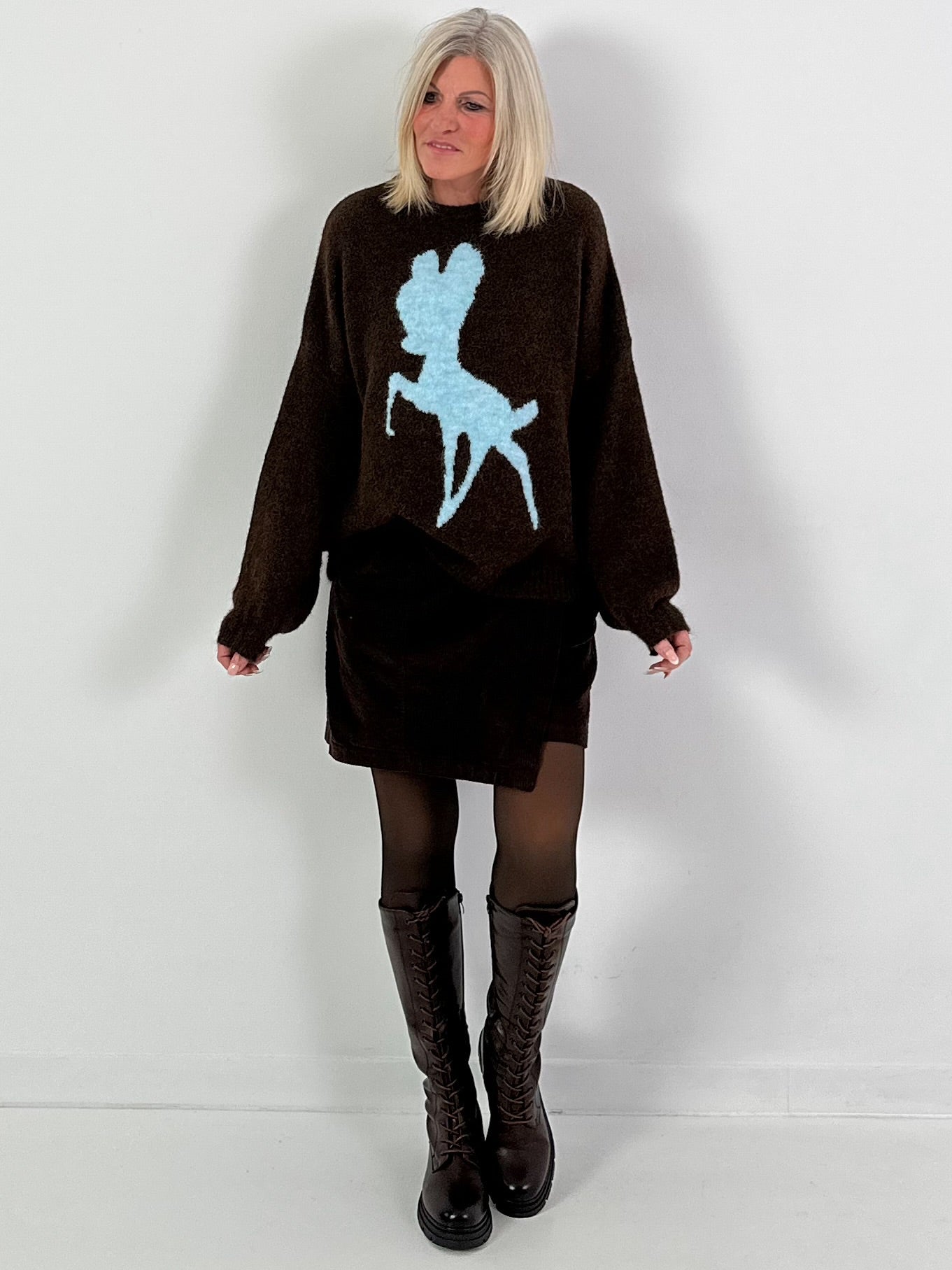 Sweater model "Nala" - coffee-ice blue