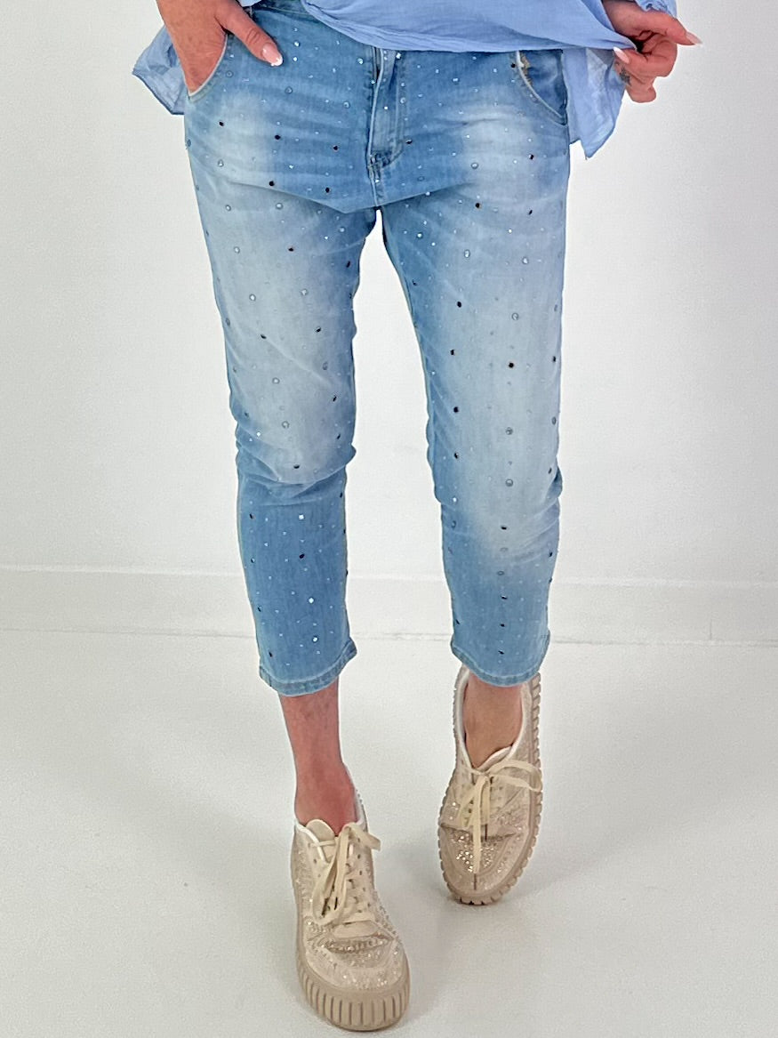Boyfriend Jeans with rhinestones - denim