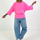Cropped Sweater Happiness - neon pink