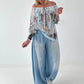 Tunika mit Print - hellblau - mehrfarbig