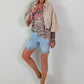 Sommer Crop-Jacke mit halben Arm - beige