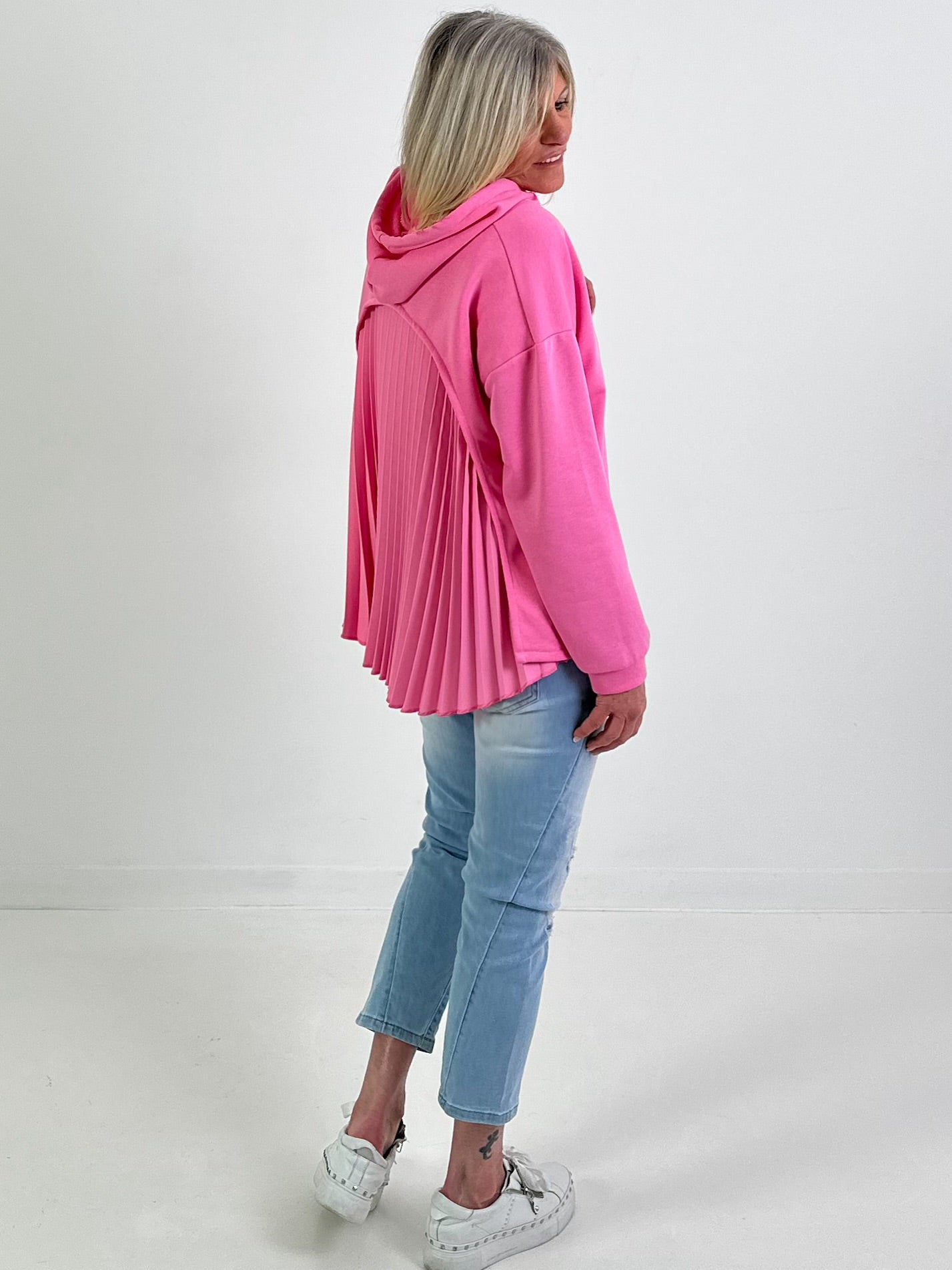 Hoodie mit Plissee-Einsatz Modell "Pleat Motion" - rosa