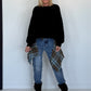 Boxy sweater Smile - black