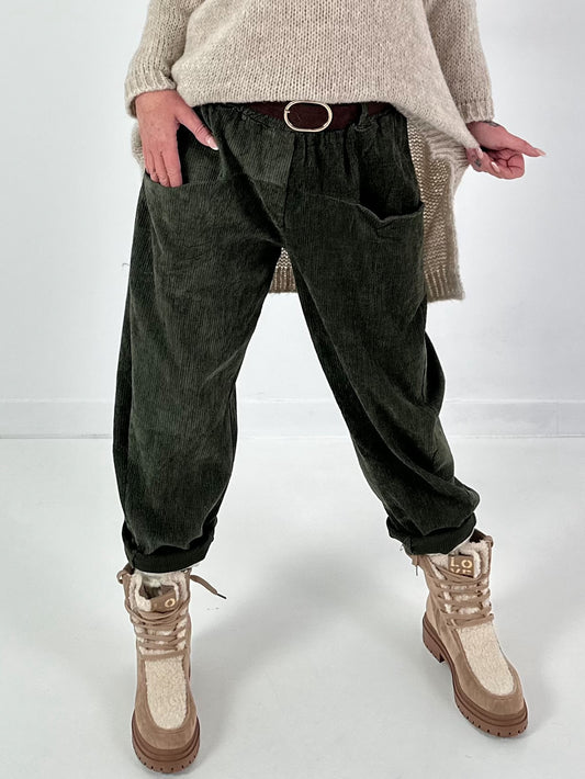 Corduroy trousers model “Casual Comfort” - olive