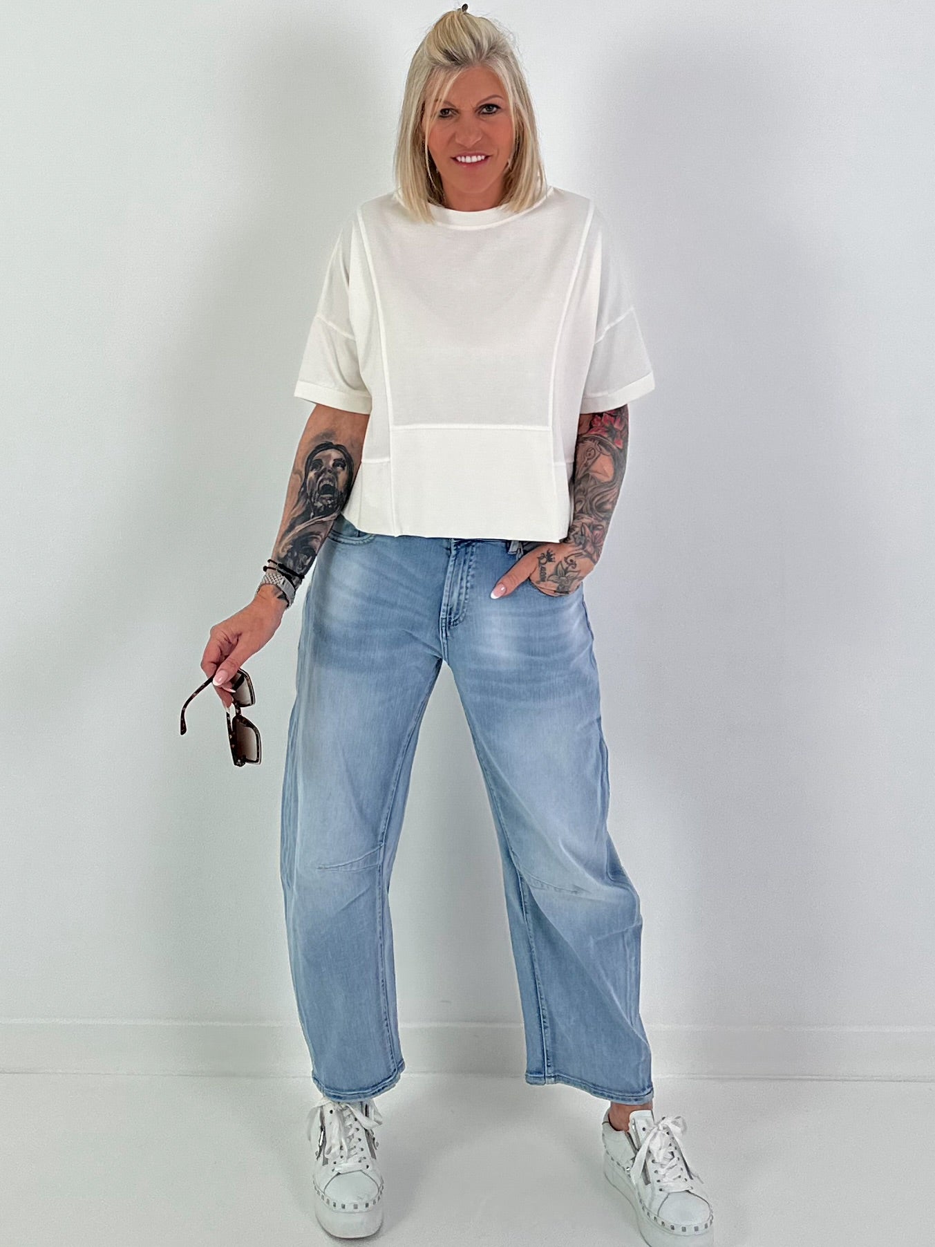 T-shirt with seam details - ecru