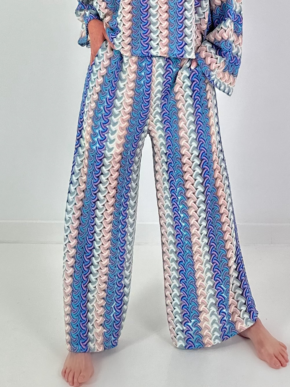 Häkelhose mit Muster - blau-türkis-mehrfarbig