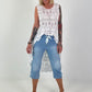 Short jeans with statement waistband - light blue