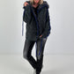 Cuddly Cardigan with Oversized Fur Collar - Anthracite