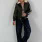 Stylish pilot jacket in leather look - olive