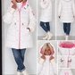 Winter jacket with cuffs and hood - white-pink