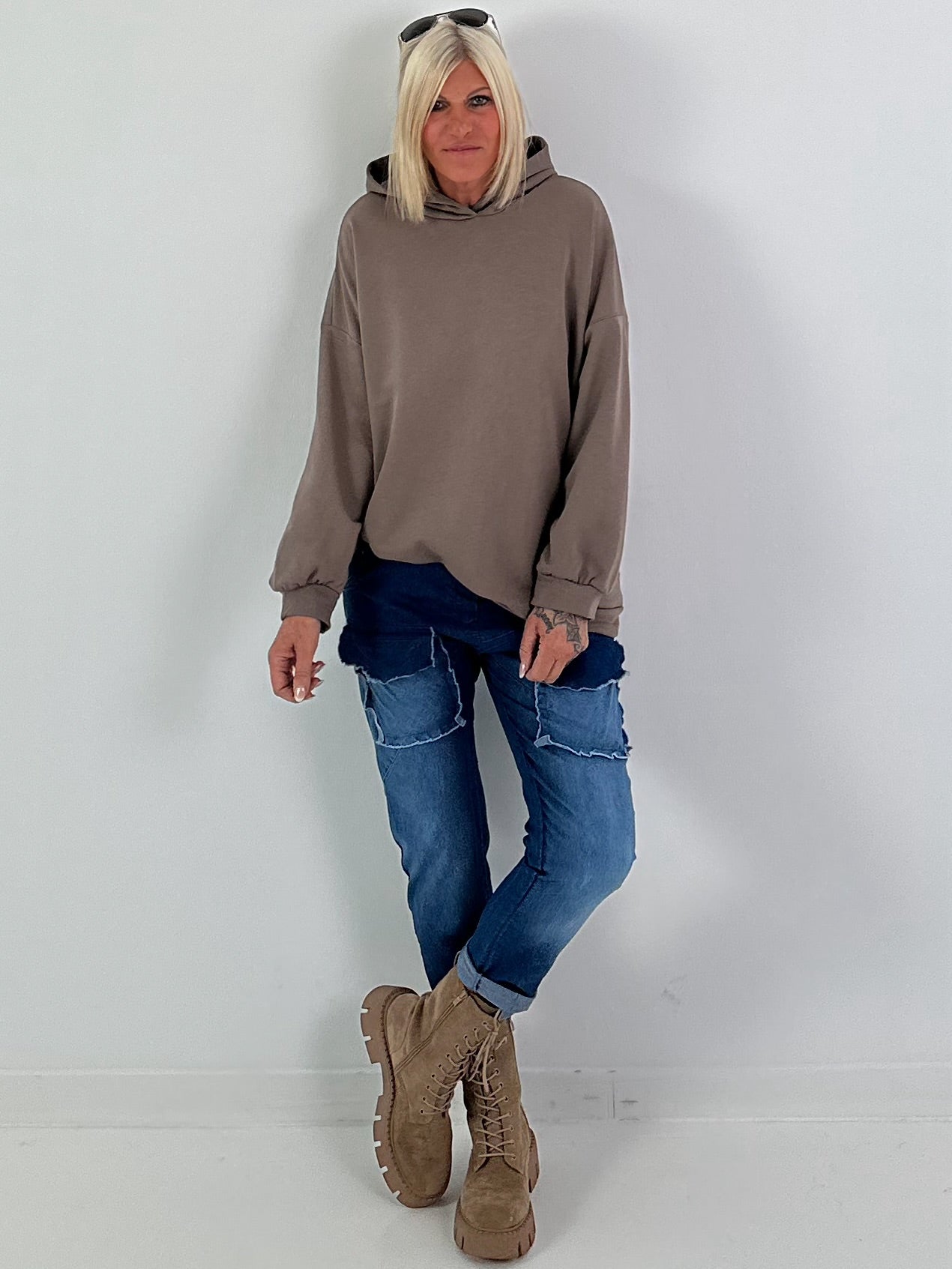 Jeans mit elastischem Bund und Patten - denim