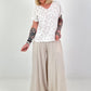 Fine-knit T-shirt Leo - white-beige