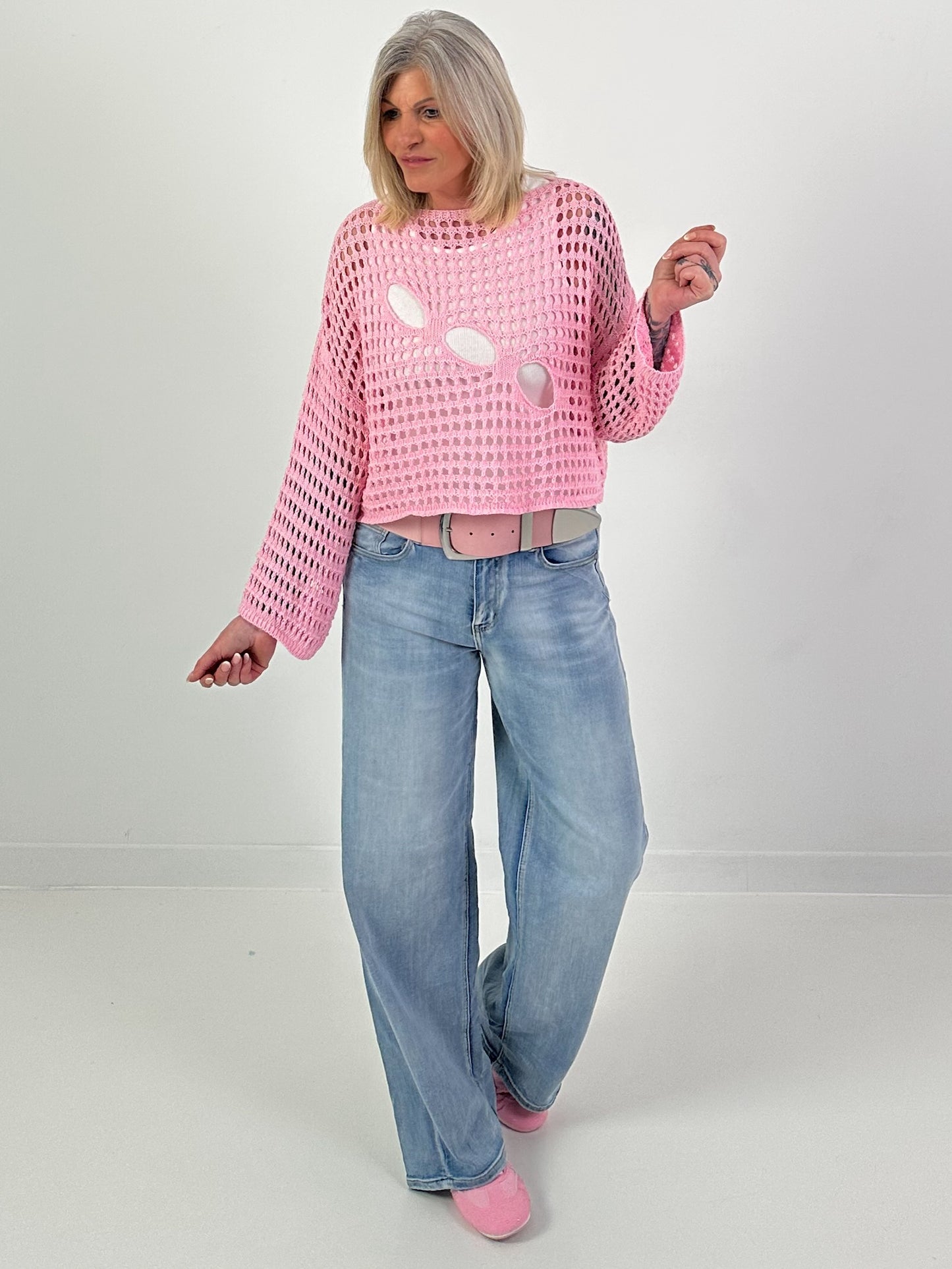 Häkelpullover - rosa