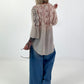 Bluse mit floralen Häkeleinsätzen - beige