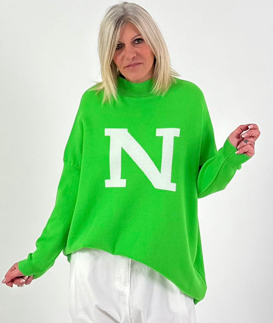 Pullover Modell "N-Edition" - apfelgrün ( lieferbar ab ca. 12.12.25)