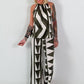 Two-piece with graphic pattern - khaki-white