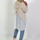 Long Hoodie mit Plissee-Einsatz - beige