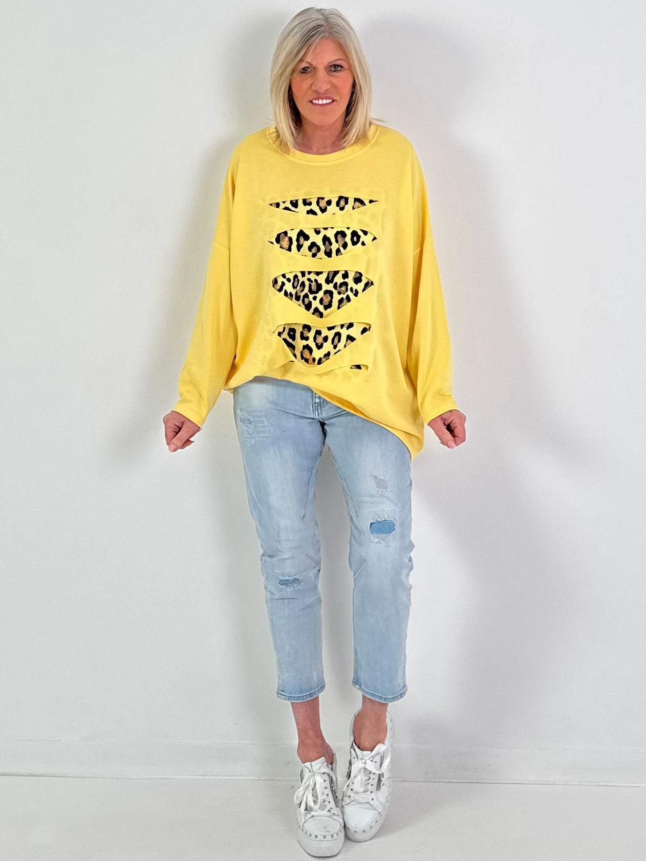 Sweater with cut-outs - yellow