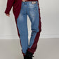 Jogg-Jeans im Used Look Love & Rock - denim-burgundi