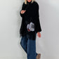 XXL Schal Mit Comic Strass Print - schwarz