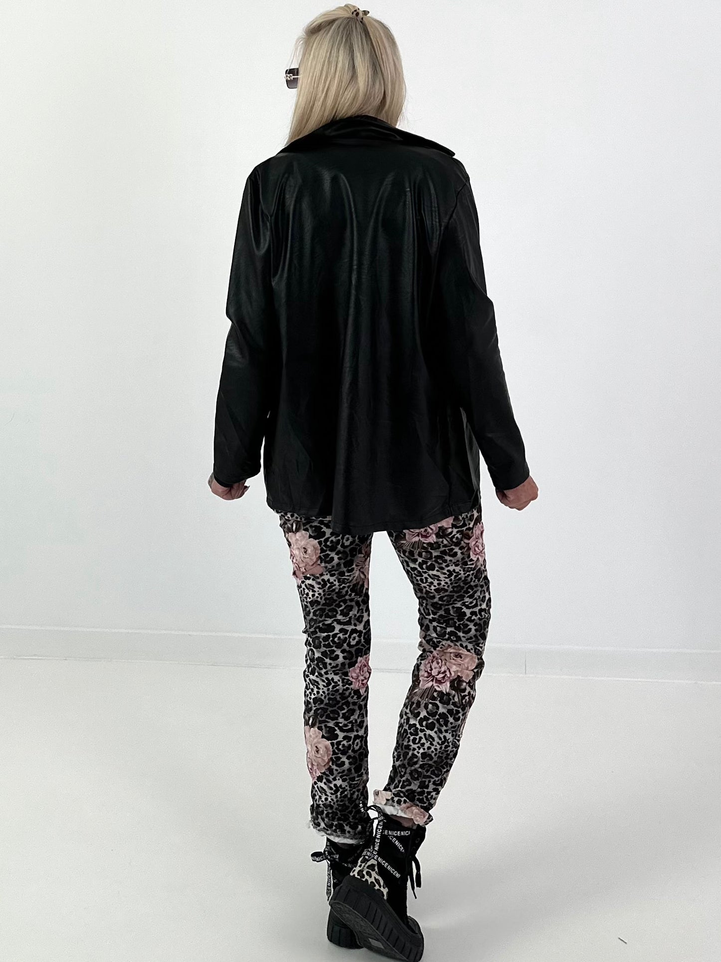 Blazer in Leder-Optik - schwarz