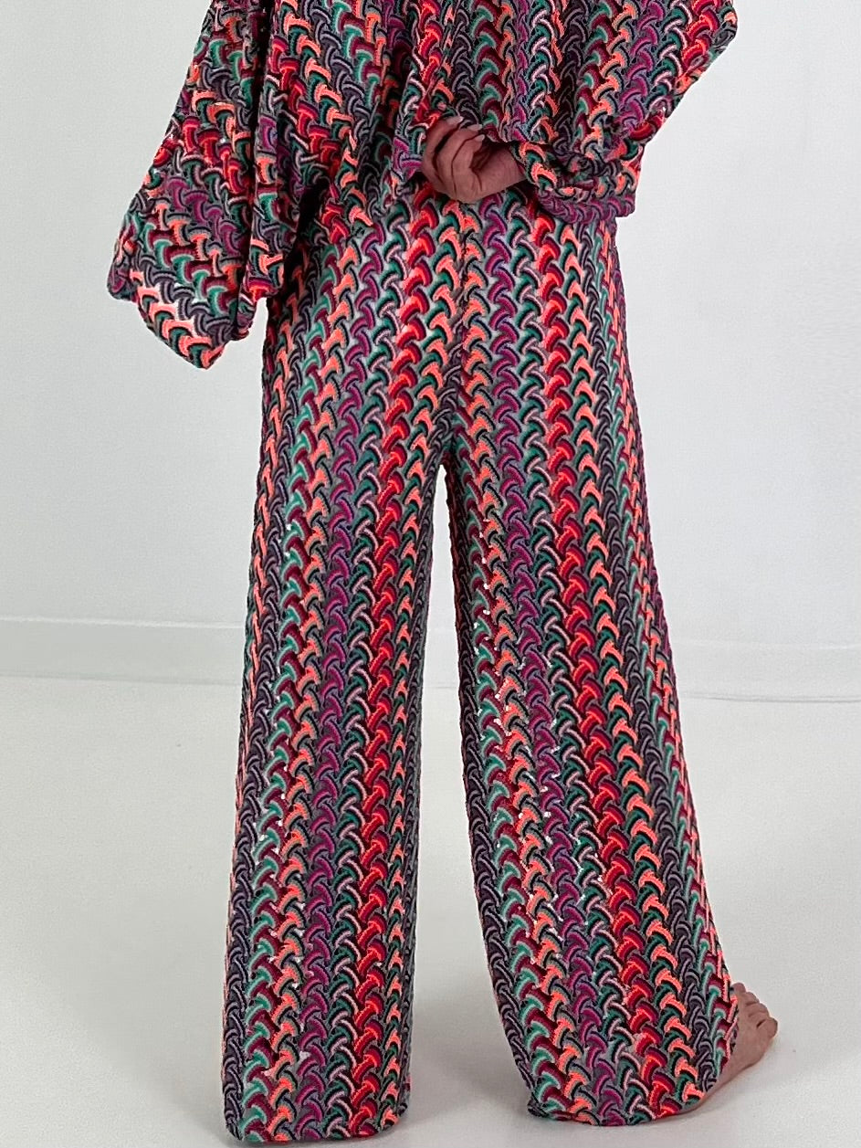 Crochet Pants with Pattern - pink-green-multicolored