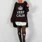 Oversized shirt model "KEEP CALM" - coffee