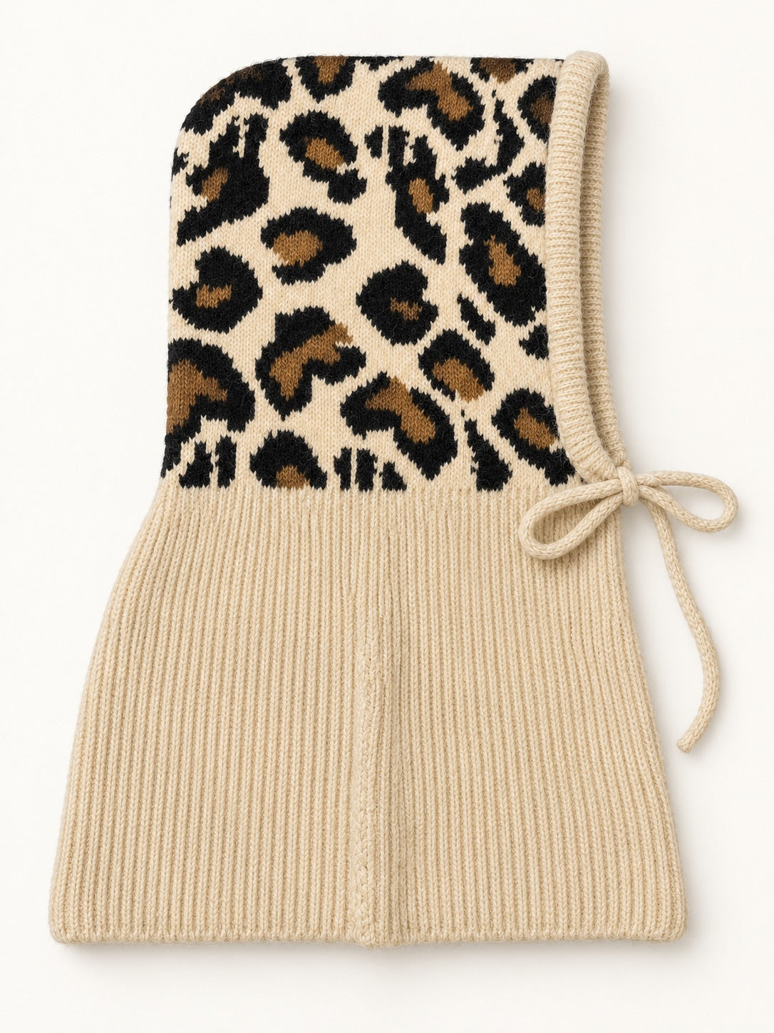 Strick Balaclava - beige-leo-mehrfarbig