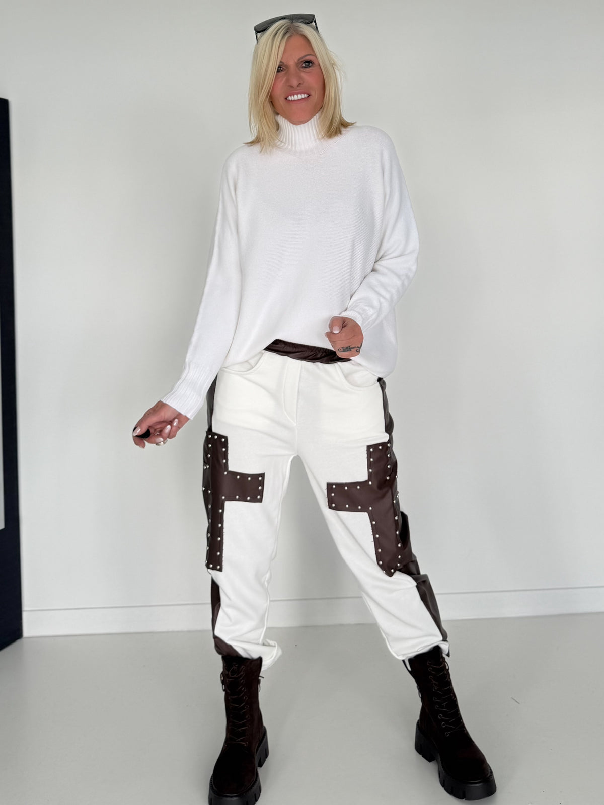 Basic Turtleneck-Pullover - weiss
