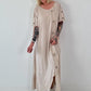 T-Shirt Kleid mit Ösen -beige