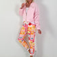 Bomber jacket with ruched sleeve - pink