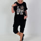 T-Shirt Love mit Strasssteinen - schwarz