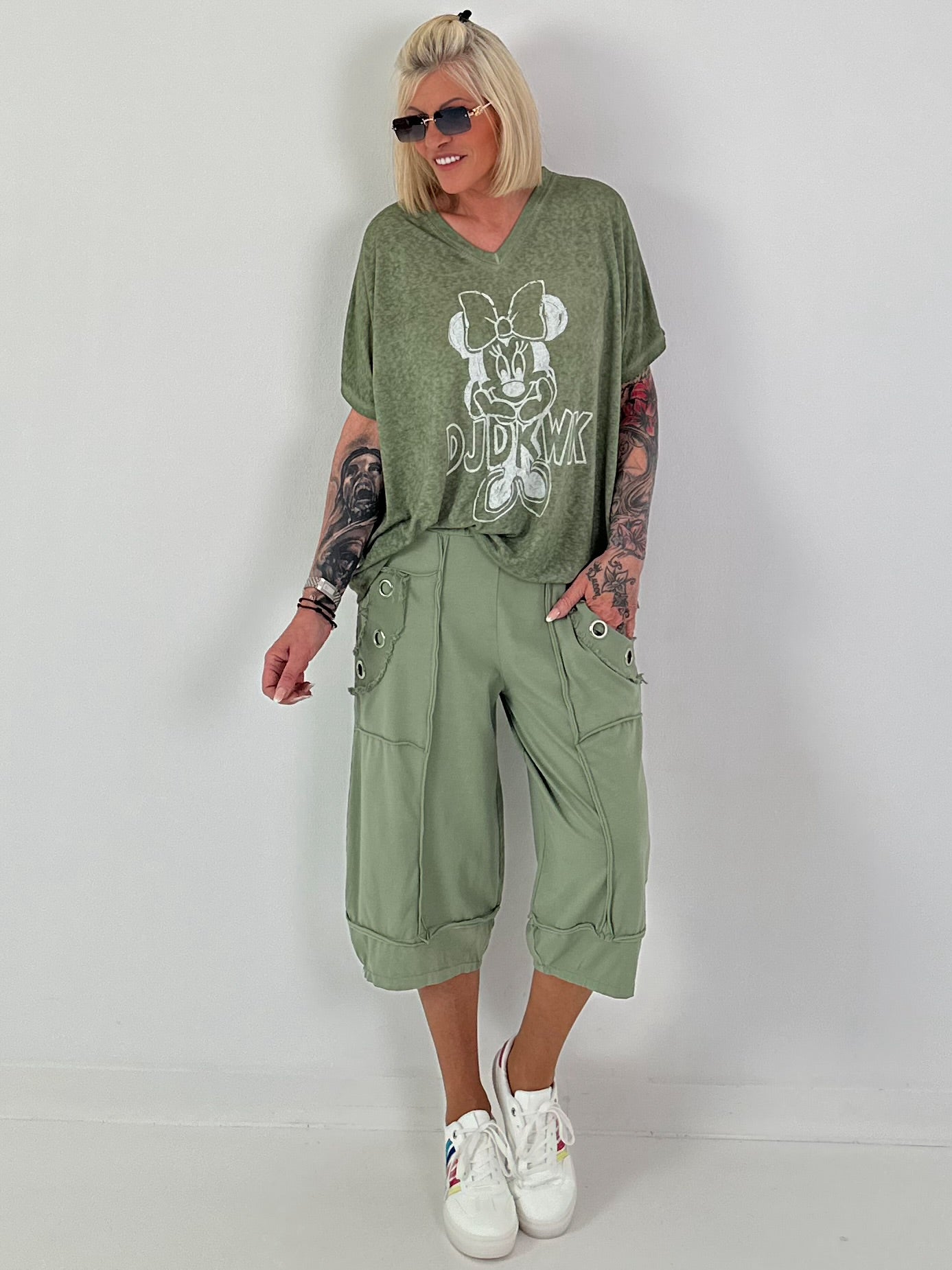 Fine knit shirt Mouse - khaki