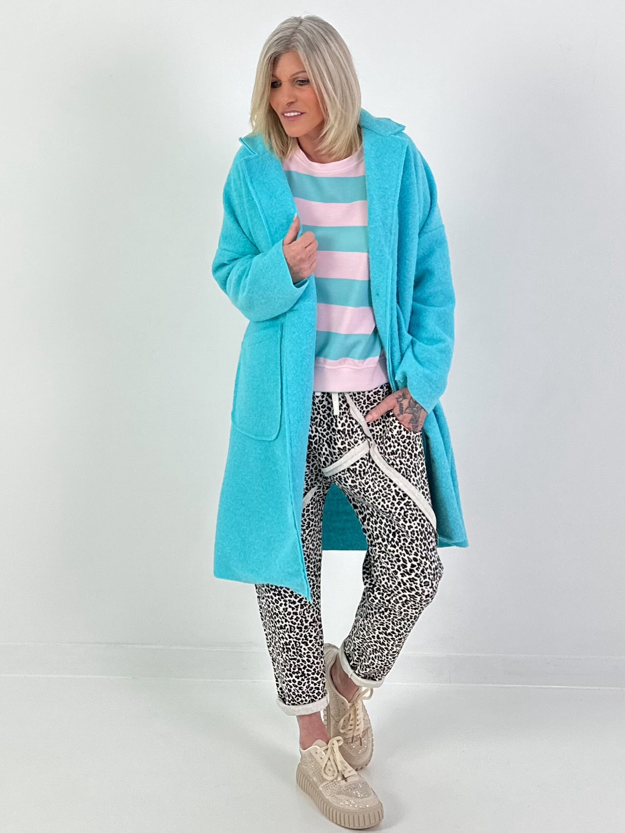 Mantel mit großen Taschen - türkis