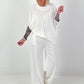Two-piece set with asymmetrical shirt - white