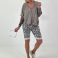 T-Shirt  mit gerafftem Saum - taupe