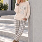 Hose im Karo-Look - beige-mehrfarbig