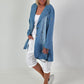 Oversized short coat with eyelets - light blue