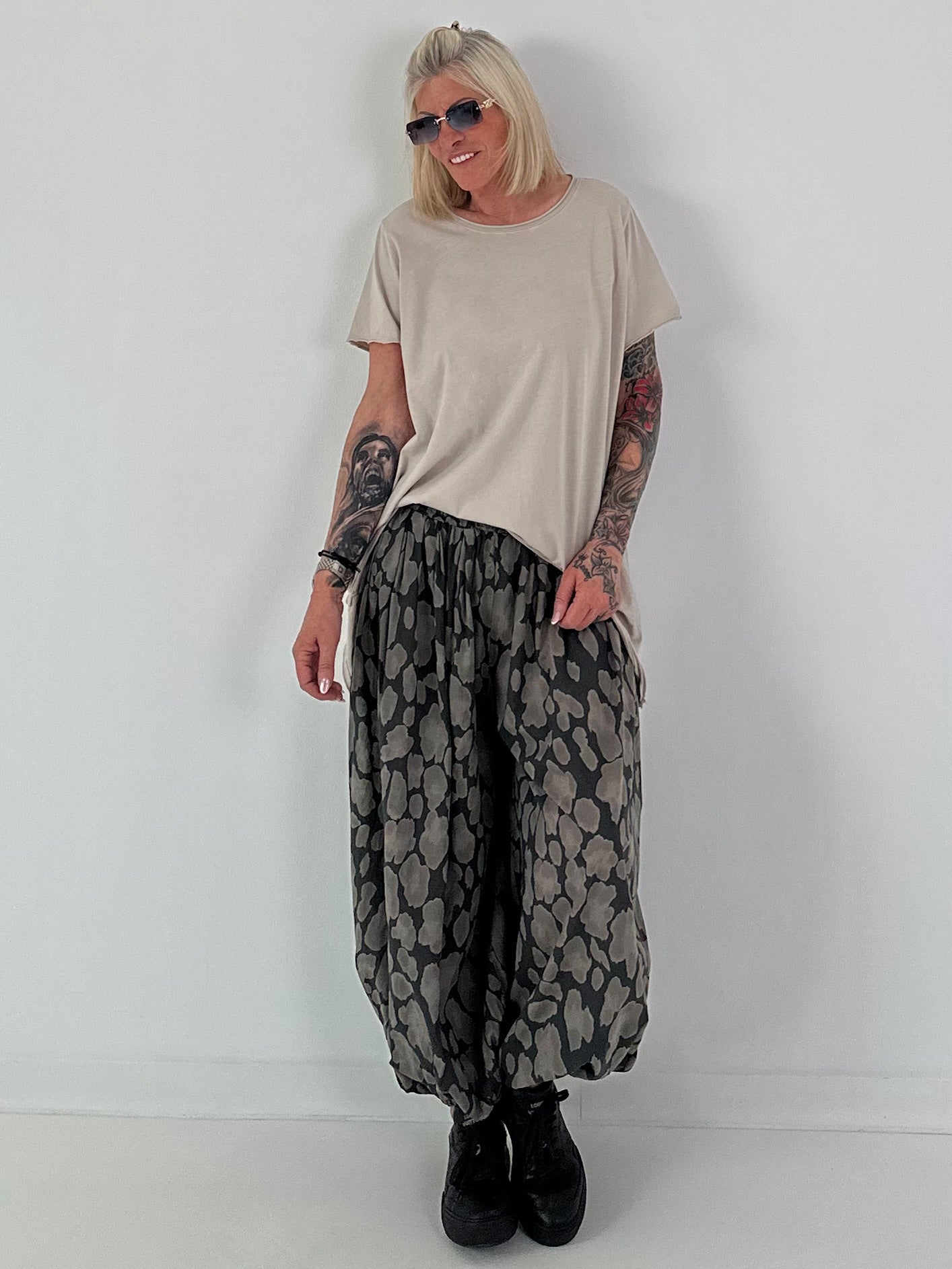 Oversized T-Shirt Rundhals - beige
