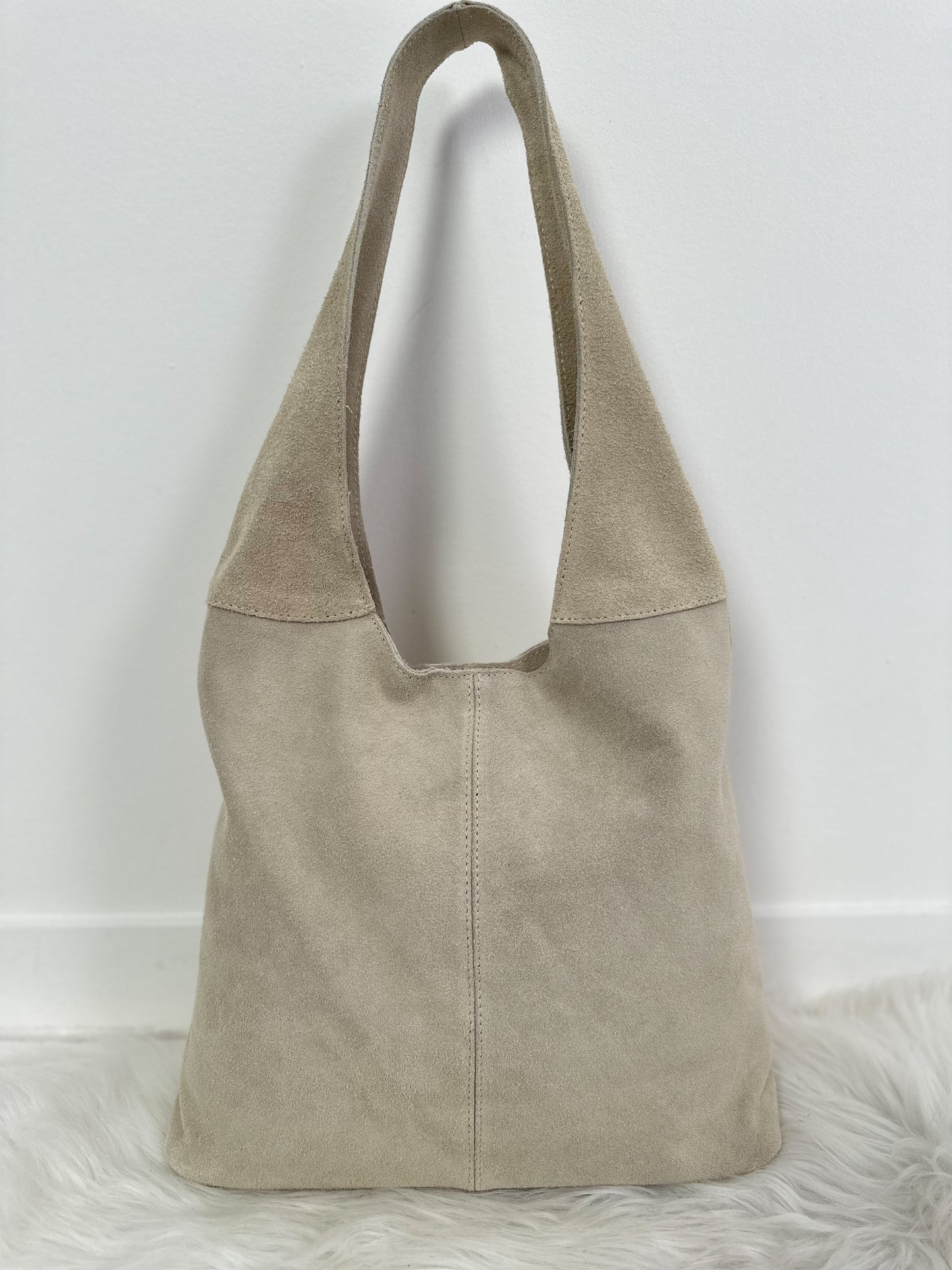 Casual suède tas - beige