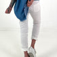 Trousers with denim and sequin details - white