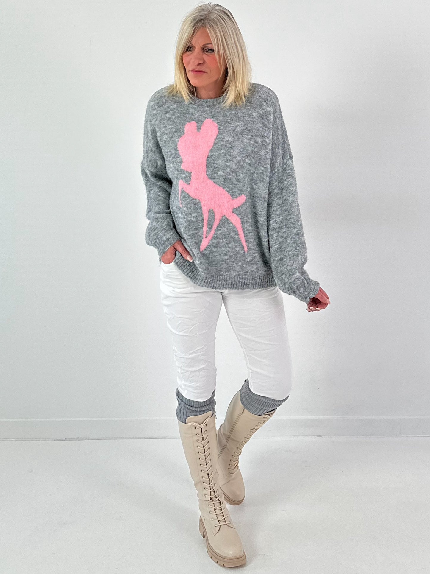 Sweater model "Nala" - gray-pink
