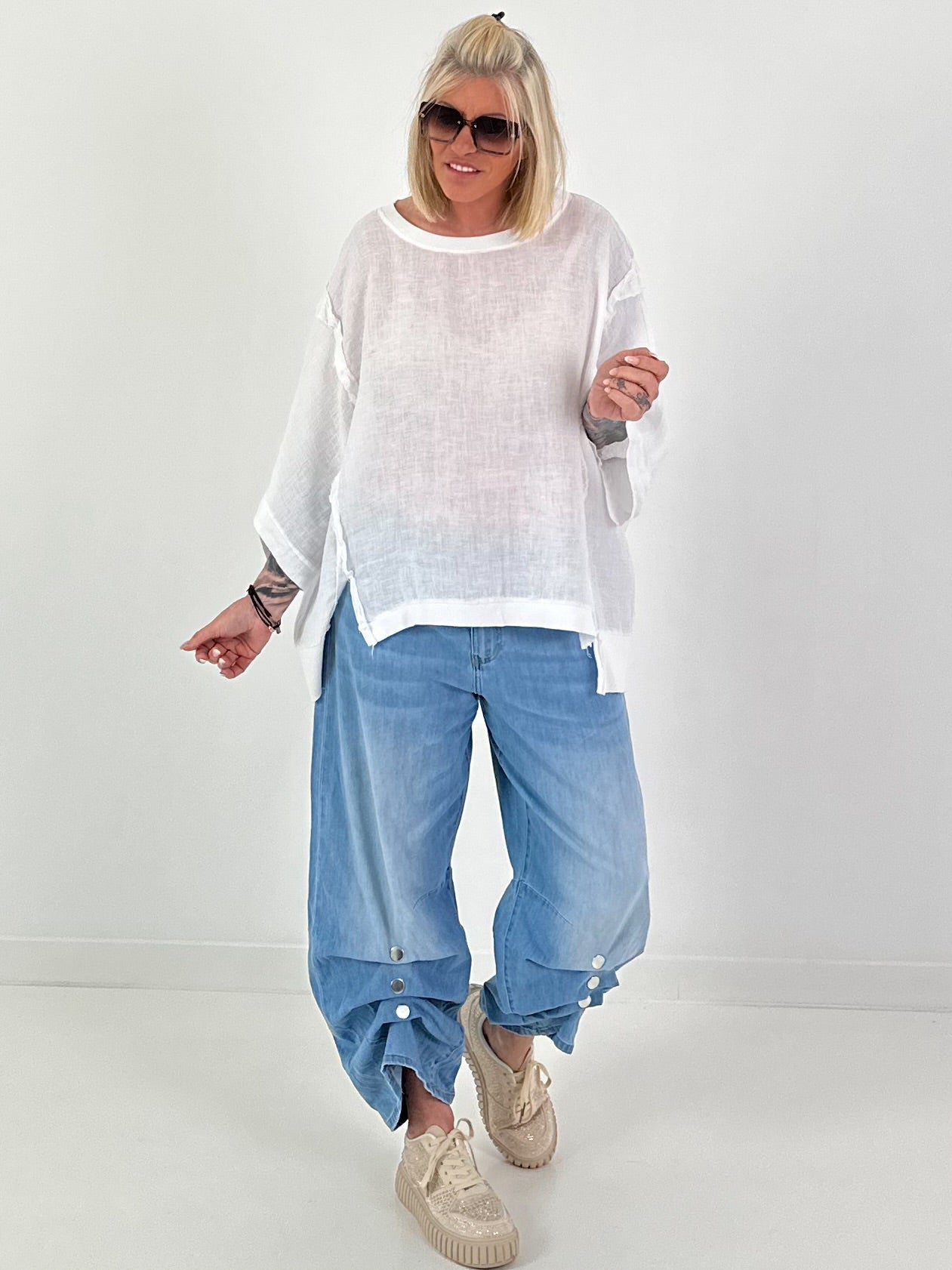 Oversized Linen Shirt - white