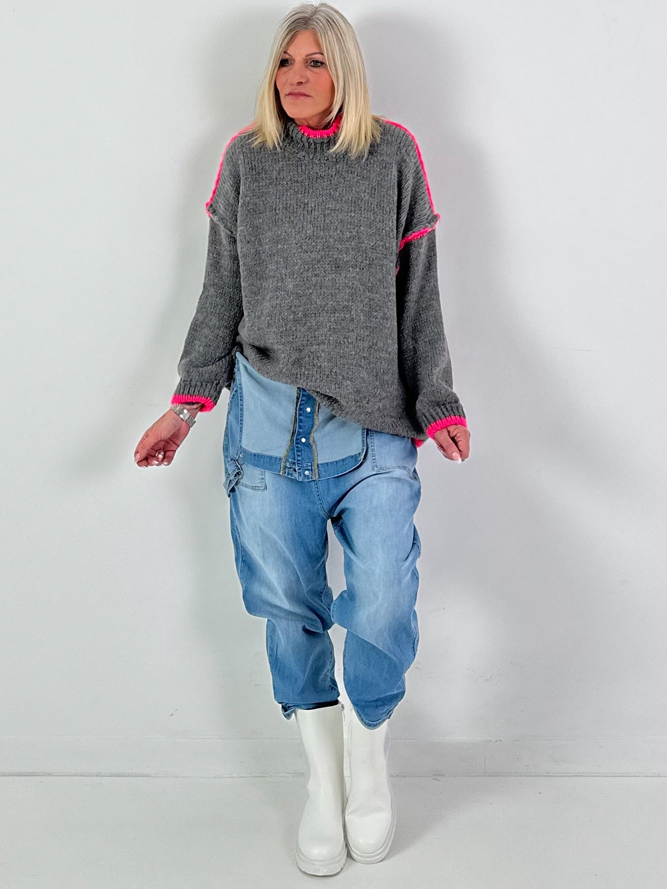 Trui model "Contrast Edge" - grijs