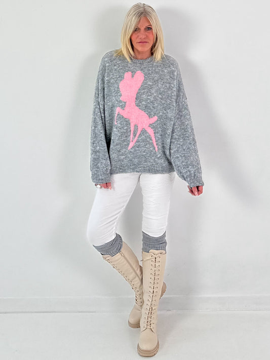 Pullover Modell "Nala" - grau-rosa