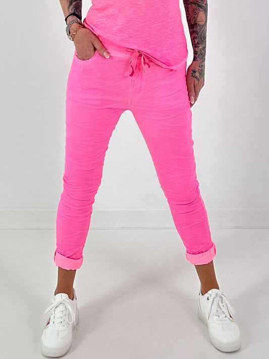 Hose im Knit-Look - neonpink