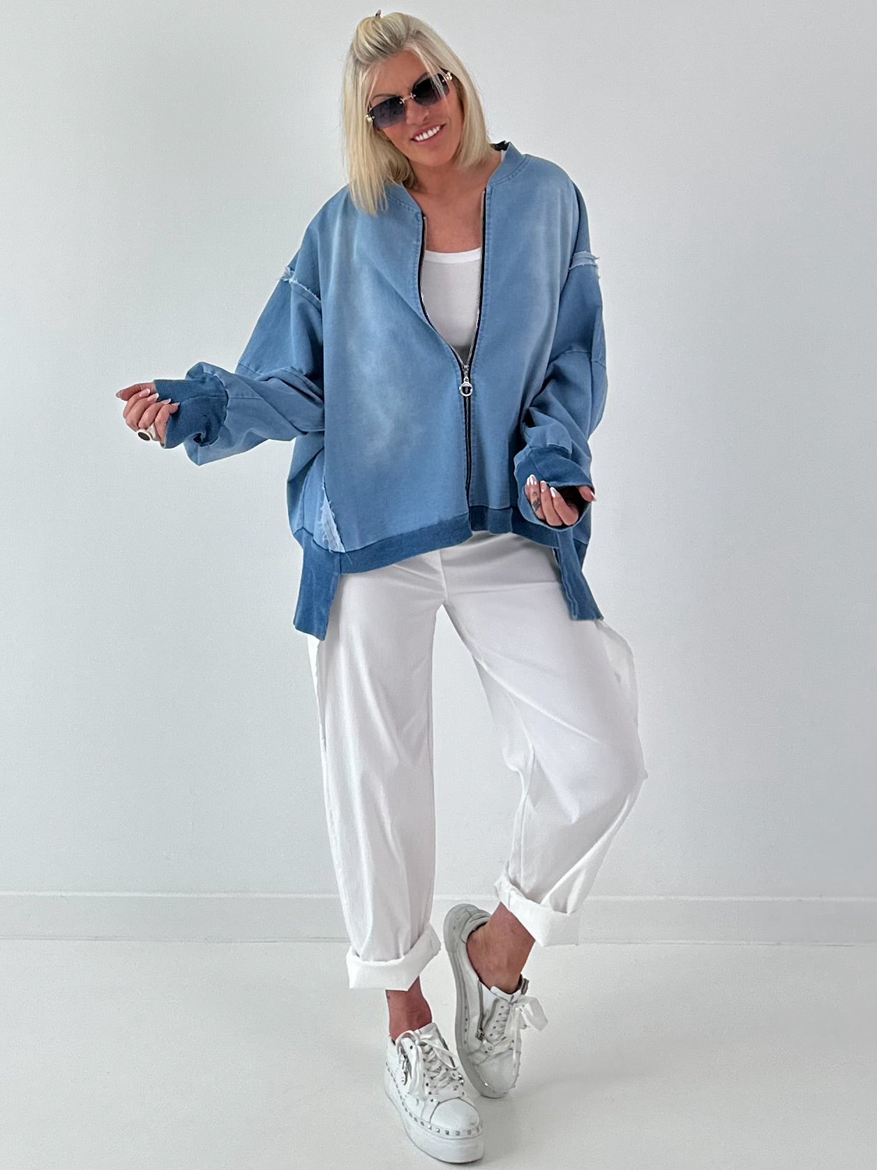 Oversized Jeansjacke - hellblau
